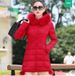 Women's Slim-Fit Long Puffer Coat With Detachable Faux Fur Collar, Premium White Duck Down (91%-95% ) Windproof & Ultra-Warm Mid-Length Winter Jacket_ecoleips.com