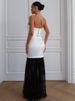 Blifanbo Strapless Lace Stain Sexy Maxi Dress Women Elegant Bodycon Patchwork Backless Sleeveless Lace-up Club Party Long Dress_ecoleips.com