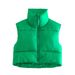 Women's new cotton-padded vest zipper standing collar vest_ecoleips.com