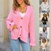 Oversized V-Neck Knit Cardigan With Pockets – Cozy Long Sleeve Open Front Sweater For Women (S-XL, Winter Essential)_ecoleips.com