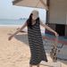 Summer New Striped Camisole For Women Plus Size Loose Fit Long Dress European And American Style_ecoleips.com