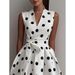 Summer New Temperament Waist Thin Polka Dot Dress_ecoleips.com