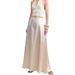 Elegant Satin A-Line Maxi Skirt For Women, High Waist Flowy Straight Long Skirt With Slit, Polyester Blend Skirt For Fall And Formal Occasions_ecoleips.com