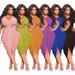 New Solid Dark V Sexy Slim Fit Split Women's Plus Size Dresses_ecoleips.com
