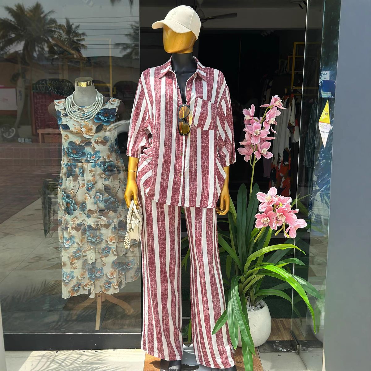 Women's Stripe Lapel Shirt With High-Waisted Pants Set - Relaxed Fit Summer Office Casual Outfit_ecoleips.com