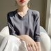 Spring And Summer New White Mercerized Cotton Cropped Sleeve T-shirt Feminine Joker 100% Cotton Bottoming Shirt Half Sleeve_ecoleips.com