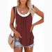 2024 Summer New Europe And The United States Women's Blouse Solid Color Patchwork Sleeveless Pleated Vest T-shirt_ecoleips.com
