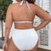 2026 New European And American Suspender Neck Large Size Beach Swimsuit Women's Solid Color High Waist Sexy Bikini_ecoleips.com