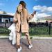 Fashionable Women's Suit Long Zipper Front And Back Letter Print Loose Long Sweatshirt Trousers Suit_ecoleips.com