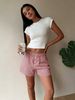 Casual Style, Women's Pink And White Striped Button-up Elastic Waist Loose Wide-leg Home Shorts, New In Summer_ecoleips.com