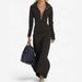 Long Sleeve Zip-Up V-Neck Dress – Minimalist Elegance In Soft Jersey Fabric_ecoleips.com