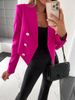 Women's Loose Long Sleeve Cardigan Solid Color Short Suit Jacket Autumn Winter European American Style Foreign Trade Top_ecoleips.com