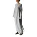 Women's Clothing New Cotton And Linen Long Skirt Long Sleeve One Shoulder Tie Dress_ecoleips.com