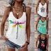 Women's Butterfly Print Sleeveless Top Double Strap Vest Short Tank Camis For Spring/Autumn Summer_ecoleips.com