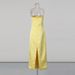 Women's Clothing Retro Bright Yellow Strapless Long Dress Three Dimensional Floral Embroidery Women's Dress Spring_ecoleips.com