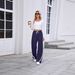Women's Vintage Side Stripe Color Block Wide Leg Sweatpants – Loose Fit Slimming Casual Sport Pants For Spring 2026_ecoleips.com
