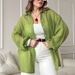 Women's Linen Blend Long Sleeve Shirt - Lightweight Sun Protection Cover Up Blouse_ecoleips.com