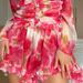 Women's Clothing Summer New Style Temperament Design V-neck Wood Ear Edge Printed Waist Dress_ecoleips.com