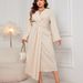 Women's Clothing New Long Sleeved Dress Temperament Waist Slim Irregular Cut Long Skirt_ecoleips.com
