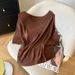 Summer New Style Women's off the Shoulder T-Shirt Batwing Sleeve Ice Silk Knitwear Top Collbone T-Shirt Bulk Order 2026_ecoleips.com