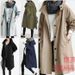Elegant Casual Long Sleeve Mid-Length Trench Coat For Women - Stylish Loose Fit With Belted Waist & Button Closure, Versatile Seasonal Outerwear_ecoleips.com