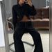 Women's Two Piece Set Collared Long Sleeved White Shirt With Cutouts Wide Leg Pants_ecoleips.com