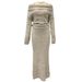 Women's Clothing One Shoulder Slim Loose Solid Color Knitted Sweater Two piece Set Long Sleeve_ecoleips.com