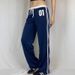 Women's Casual Wide Leg Pants Striped Drawstring Digital Print Design European American Style Vertical Loose Fit Wholesale_ecoleips.com