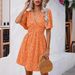 2026 European And American Cross-border Women's Clothing Summer New V-neck Mid-sleeve Printed High-waisted Floral_ecoleips.com