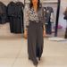 Elegant V-Neck Top With Floral Print Wide-Leg Pants Set – Stylish Two-Piece Outfit For Women Versatile Fit_ecoleips.com
