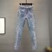 European Station New Heavy Duty Casual High Waist Slim Hot Brick Slim All Match Straight Nine Point Jeans Women's Trend_ecoleips.com