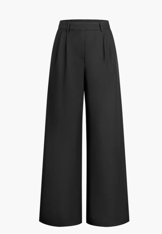 Women's High Waist Wide Leg Dress Pants For Work – Stretchy Office Trousers, Elegant Loose Fit Long Pants With Pockets_ecoleips.com