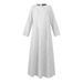 Women's Clothing Fashion Autumn Literary And Artistic Leisure Retro Women's Clothing Striped Cotton And Linen Round Neck A Line Skirt Dress_ecoleips.com