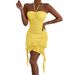 Summer Women's Short Skirt Fashion Sling Spice Girl Skinny Pleated Dress_ecoleips.com