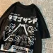 American Rabbit Volcano Retro Cartoon Print Short Sleeve T-shirt Women's Fashion Loose All-match Couple T-shirt Graphic T Shirts_ecoleips.com