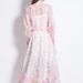 Women's Two-Piece Set Elegant Socialite Lantern Sleeve Button-Up Slim Top High-Waisted Printed Mesh Skirt_ecoleips.com