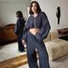 Women's Casual Suit Solid Color Long-sleeved Zipper Cardigan Drawstring Hooded Sweater Sports Elastic Pants Two-piece Set_ecoleips.com