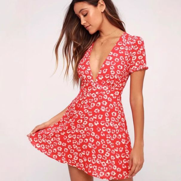 Verve 2025 Women's Summer New V-neck Short Sleeve Floral Dress_ecoleips.com