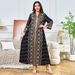 Verve Muslim Abaya Women's Long 2025 Sequin New V-neck Loose Evening Dubai Dress_ecoleips.com