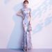 Elegant Chinese Qipao Dress Modern Long Cheongsam Retro Floral Print Women's Fashion Dress_ecoleips.com
