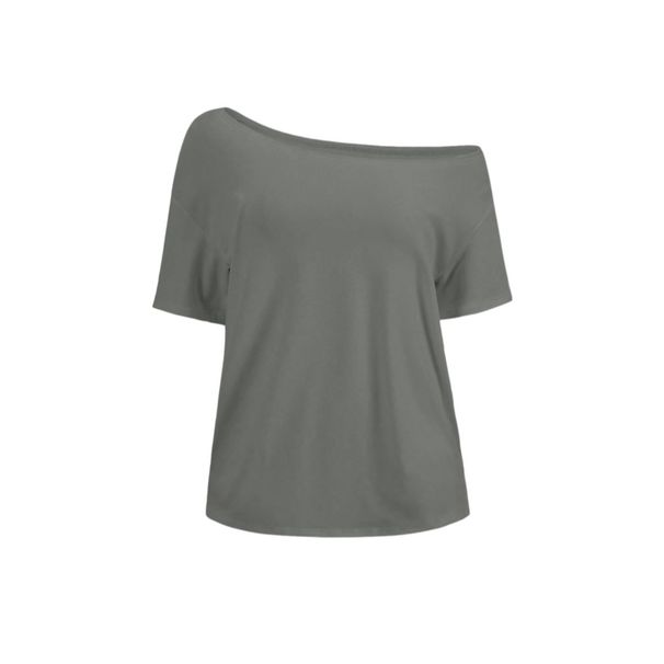 Y2k Fashion Asymmetric Off-Shoulder Tops For Women, Loose Fit Slouchy Short Sleeve Tops, Soft Brushed Milk Silk Blend, Casual Daily Wear T-Shirt_ecoleips.com