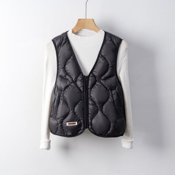 Pinghu Chixin Liner National Standard 90 Down Vest For Women Autumn Winter New Slim Fit V-Neck Lightweight_ecoleips.com