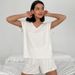 White Milk Silk Comfortable Breathable Short Sleeve Shorts Pajama Set European And American Summer New Home Wear_ecoleips.com