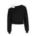 AD673 Cross-border American Retro Style Off-shoulder Tie-up Loose Casual Long-sleeve Versatile Sweatshirt With A Unique_ecoleips.com