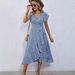 Women's Floral V Neck Cardigan Independent Station Small Tie Short Sleeve Bohemian Swing Holiday Dress_ecoleips.com