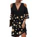Summer V-Neck Positioning Flower Mesh Short Sleeve Dress Fashion Women's Wear_ecoleips.com