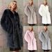 Luxury Faux Fur Coat – Longline Blazer-Collar Winter Coat With Detachable Fur Trim, Plus Size (S-4XL), Elegant & Warm (White/Grey/Black/Pink/Khaki)_ecoleips.com