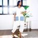 Women's Clothing Casual Commuting V Neck Denim Stitching Contrast Color Loose Elastic Jumpsuit_ecoleips.com
