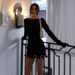 Elegant Short Knit Dress Solid Color round Neck Lace Trim Sleeveless High Waist Mini Casual Party Wear for Women Fall Winter Fashion Slim Fit_ecoleips.com