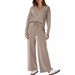 Women's Clothing New Fashion Women's Two Piece Casual Long Sleeved Trousers Sportswear Wide Leg Pants Suit_ecoleips.com